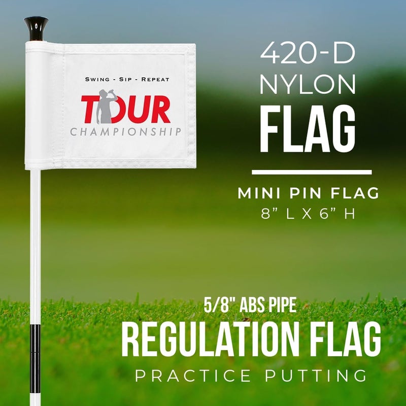 WATSY Golf Flag 8x6 Inch – 420D Nylon Double-Sided Mini Pin Flag with tube insert, Practice Putting Green Flags for Yard - Champions Tour - Image 3